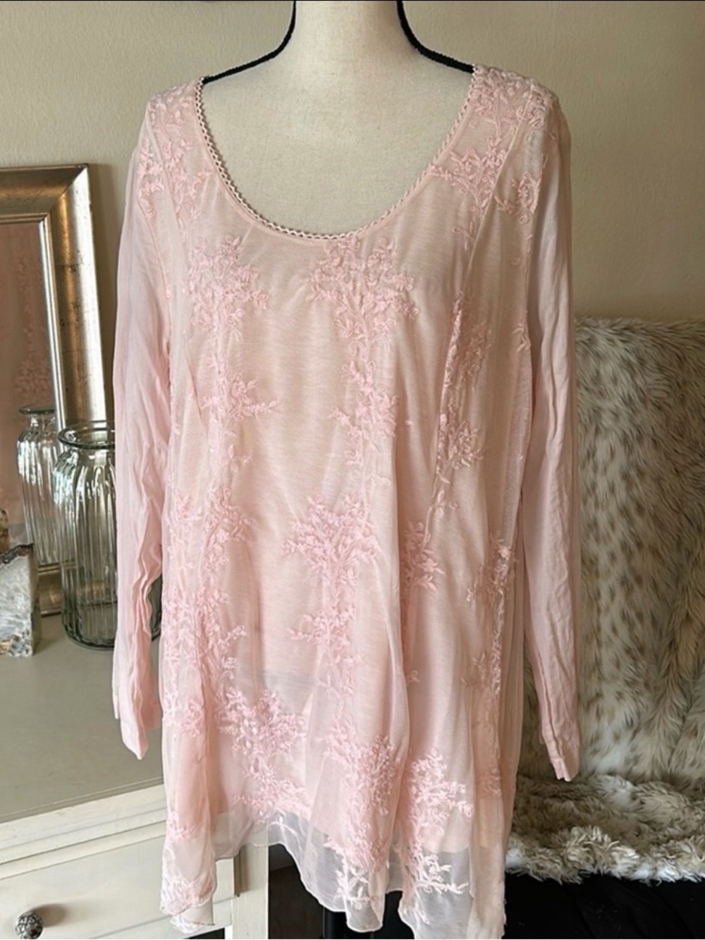 Soft surroundings. Ciao Bella boho cotton embroidered  blouse - Size 1X